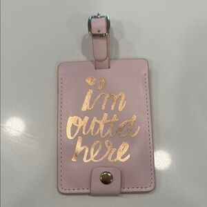 Pink Luggage Tag with Gold Lettering